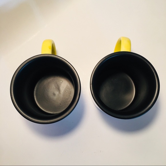 2017 Starbucks Black White Yellow Handle Mug Pair - Picture 3 of 4